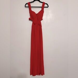 La Femme Back Cutout Chiffon Maxi Formal Dress Red Size 00